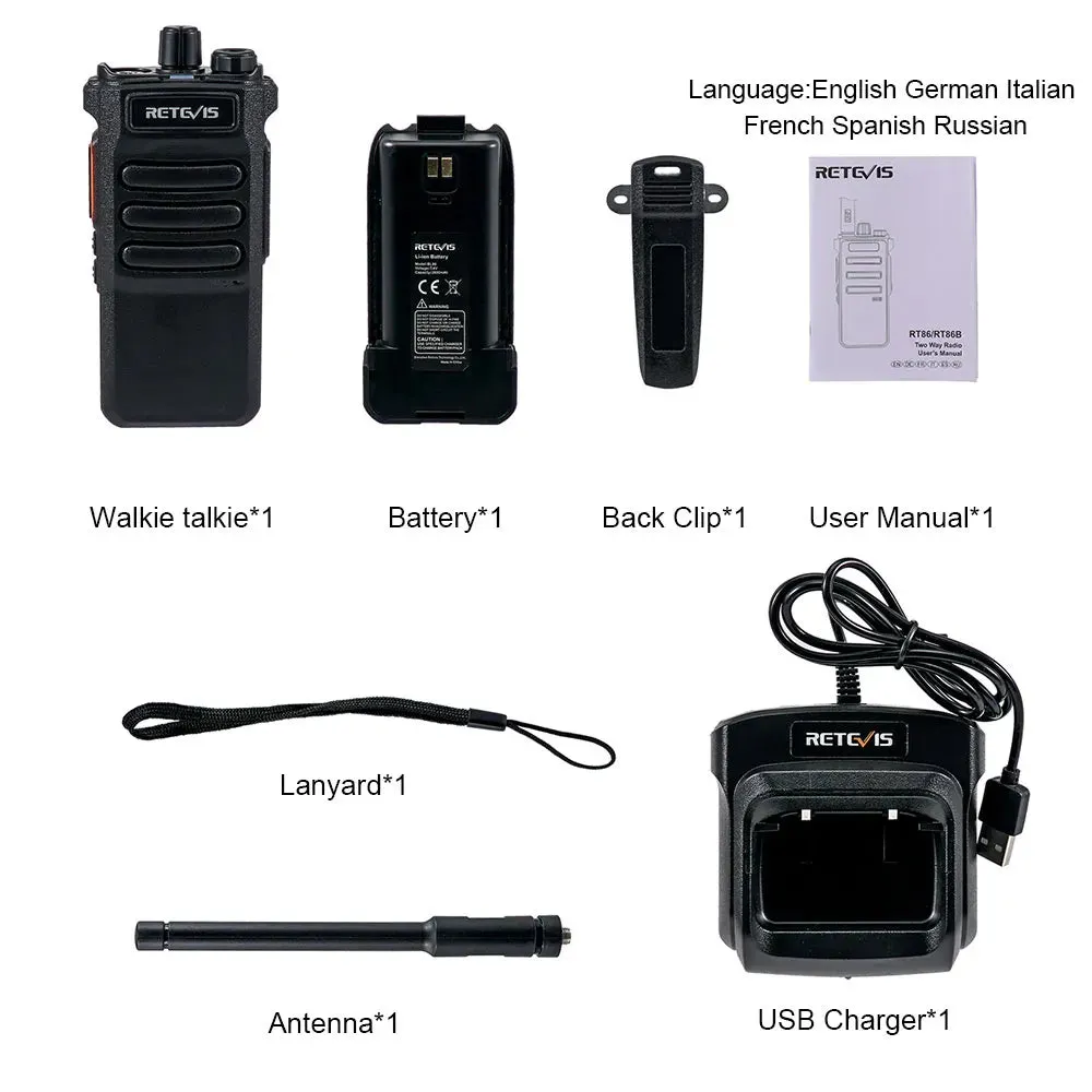 10W Retevis Walkie Talkie Long Range RT86 Walkie-talkie 1pc Two-way radio Powerful Portable Radio Communicator For Hunting