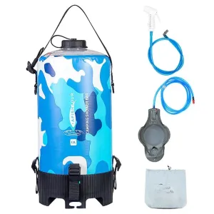 12L Portable Camping Shower Bag Water Bags with Foot Pump and Shower Head Hose for Outdoor Camping Hiking Survival Equipment