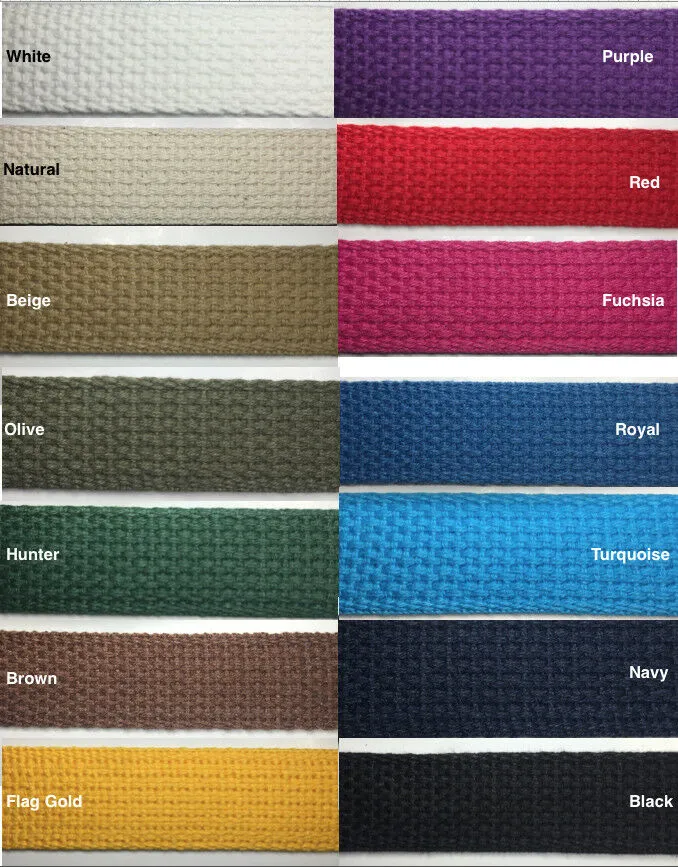 1" Cotton Webbing - 10 Continuous Yards - MANY COLORS AVAILABLE - Made in USA