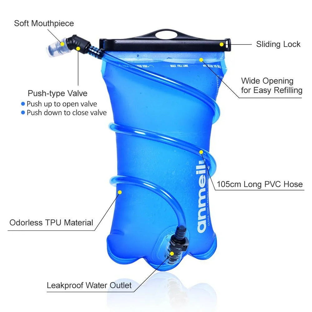 2 Liter Hydration Bladder Leak Proof Hydration Pack Water Reservoir Bag for Cycling Running Hiking Climbing