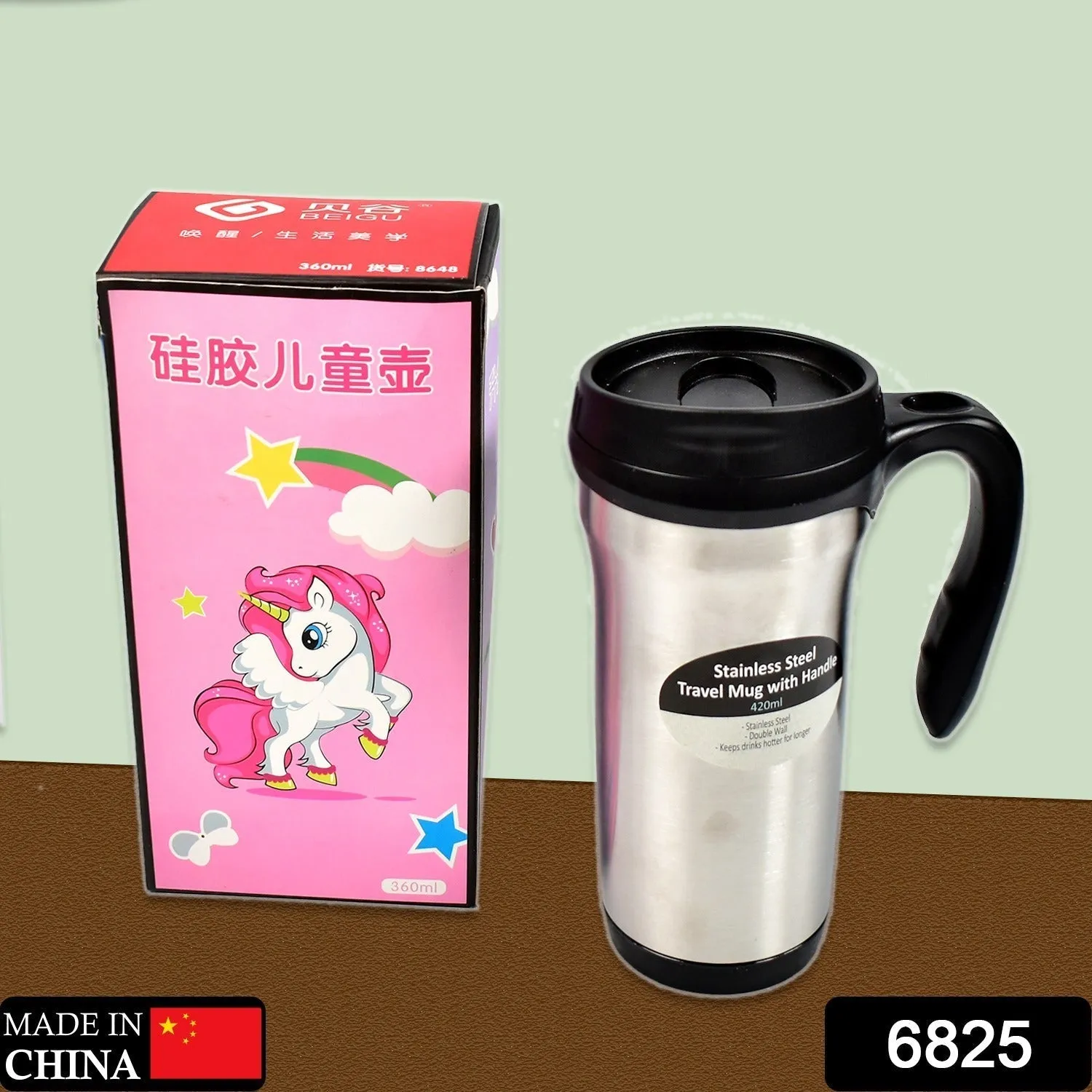 6825 STAINLESS STEEL MUG BOTTLE FOR TRAVEL, HOME, OFFICE, SCHOOL 420ML.