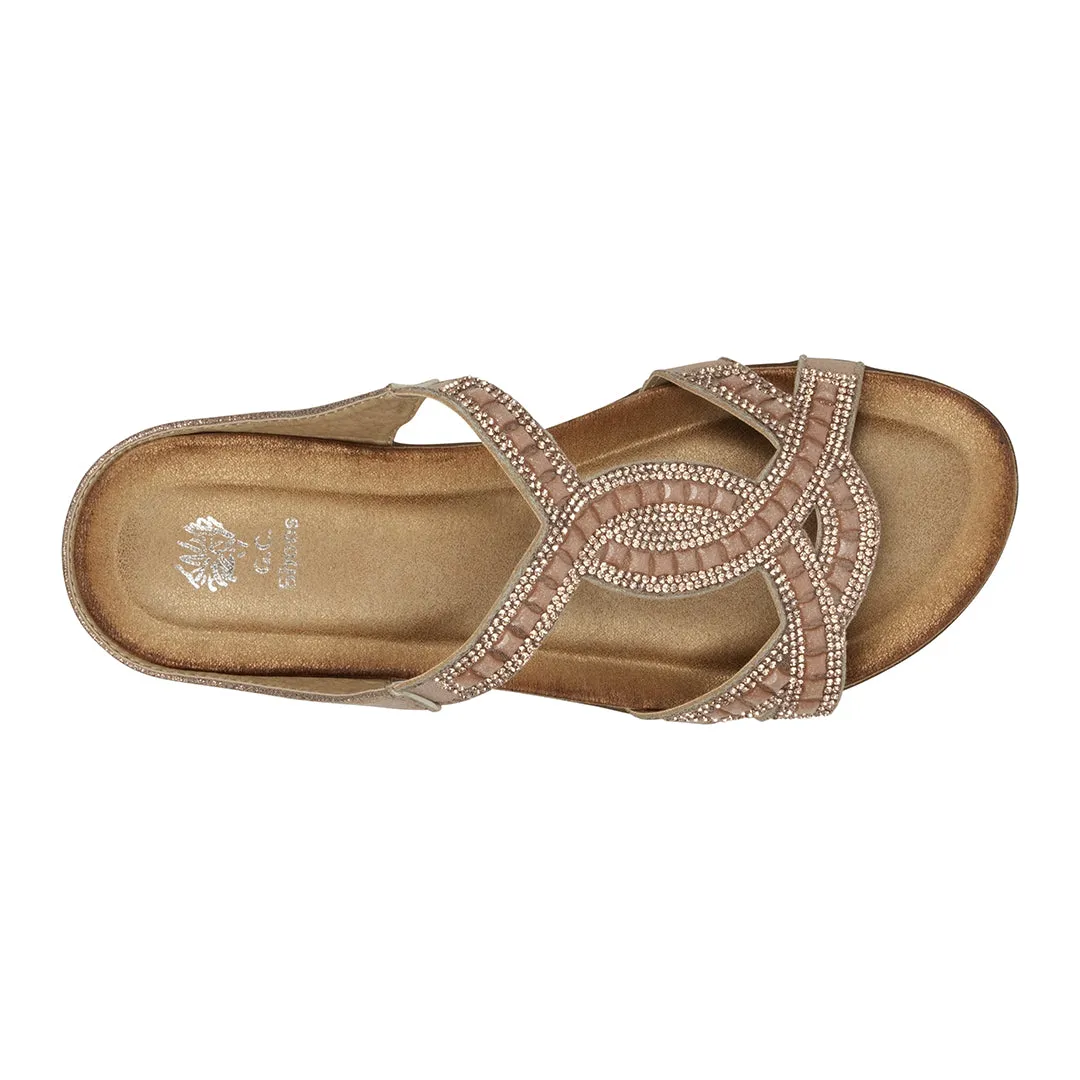 Alora Rose Embellished Slide Flat Sandals