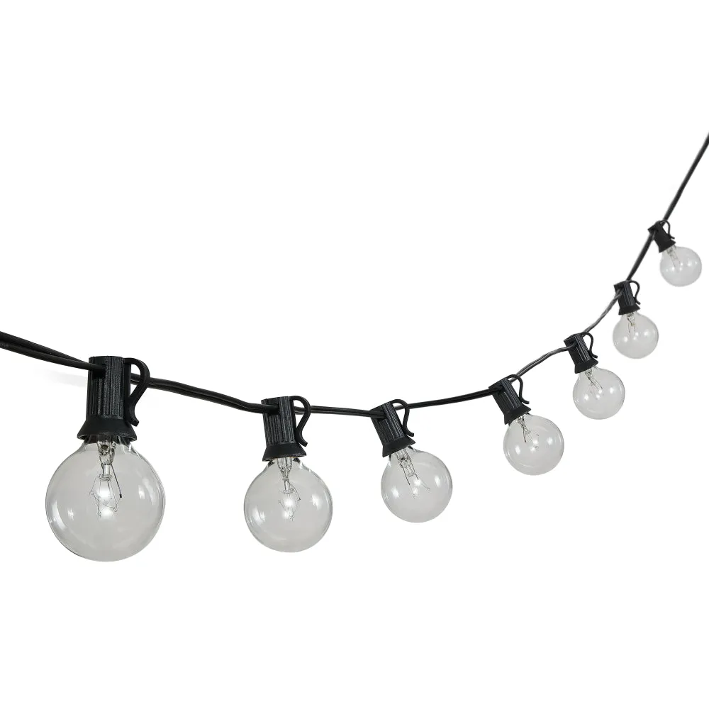 Brit 25-Light Indoor/Outdoor 25 ft. Contemporary Rustic Incandescent G40 Bistro Globe Bulb String Lights, Black