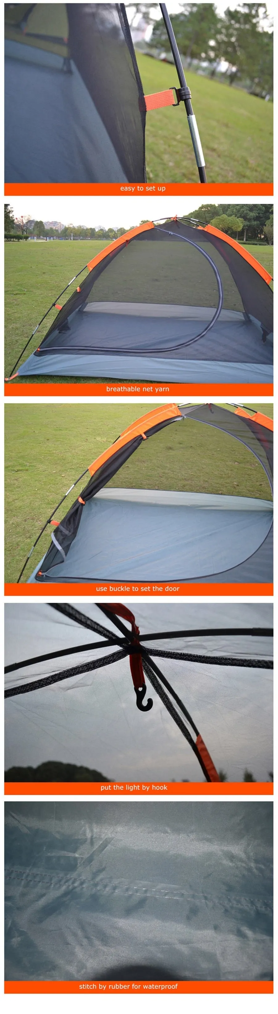 Camping Tent 1 Person Easy Setup Breathable Lightweight Waterproof