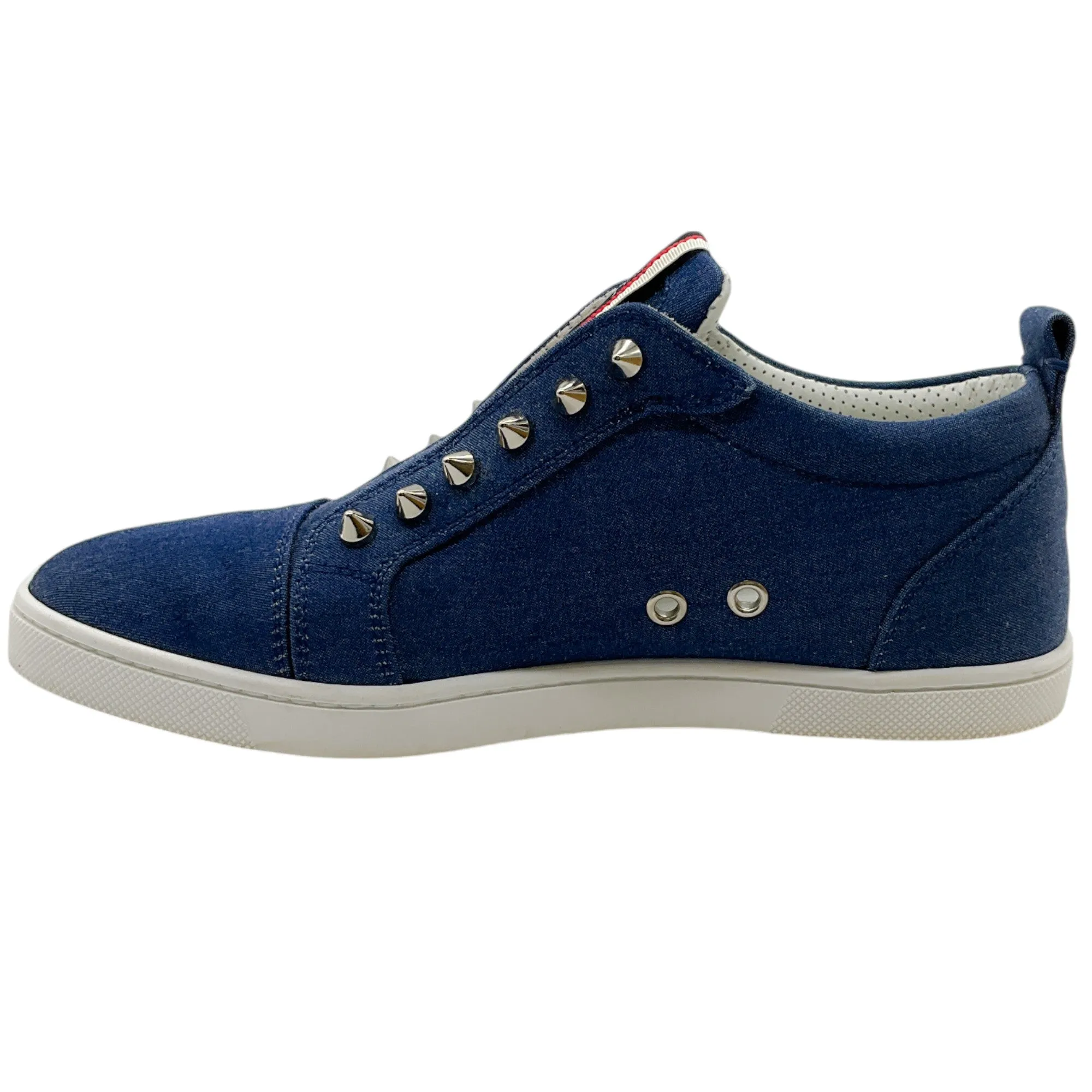 Christian Louboutin Blue Denim Figue A Vontade Slip On Sneakers