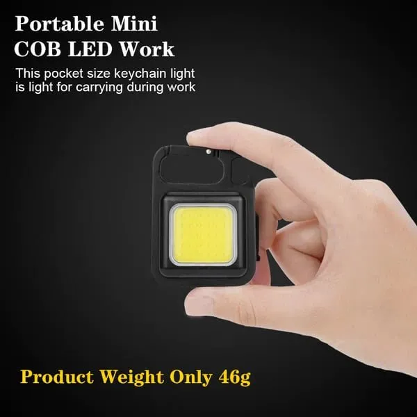 Cob USB Rechargeable Keychain Work Light, Waterproof, Strong Magnet,