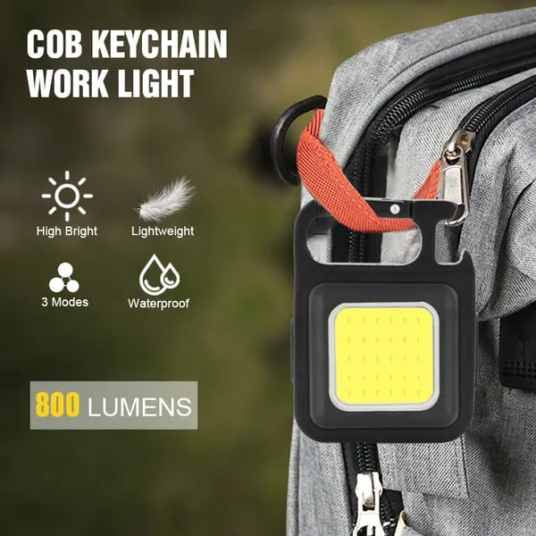 Cob USB Rechargeable Keychain Work Light, Waterproof, Strong Magnet,