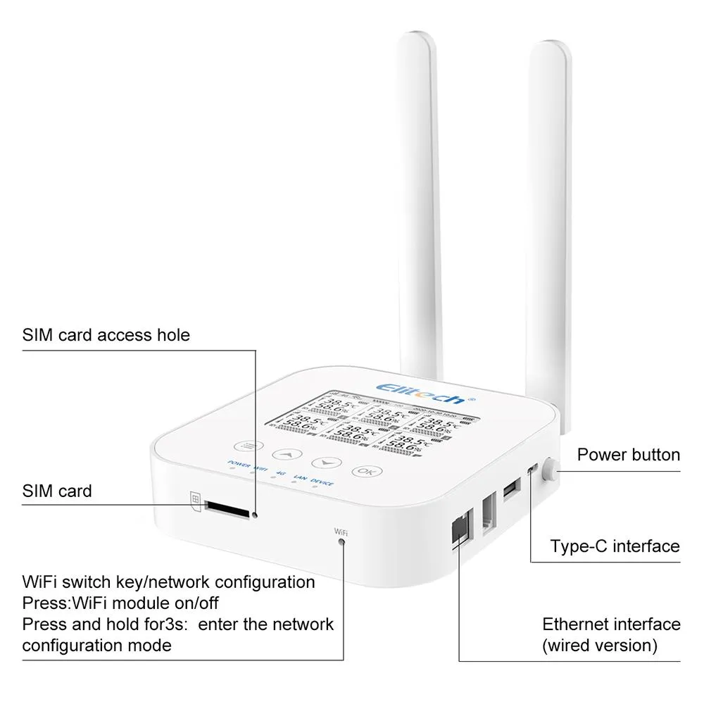 Elitech RCW-3000 & RCW-3200 WiFi 4G Wireless Temperature Humidity Data Logger and Transceiver Monitor System with Cloud and Mobile App