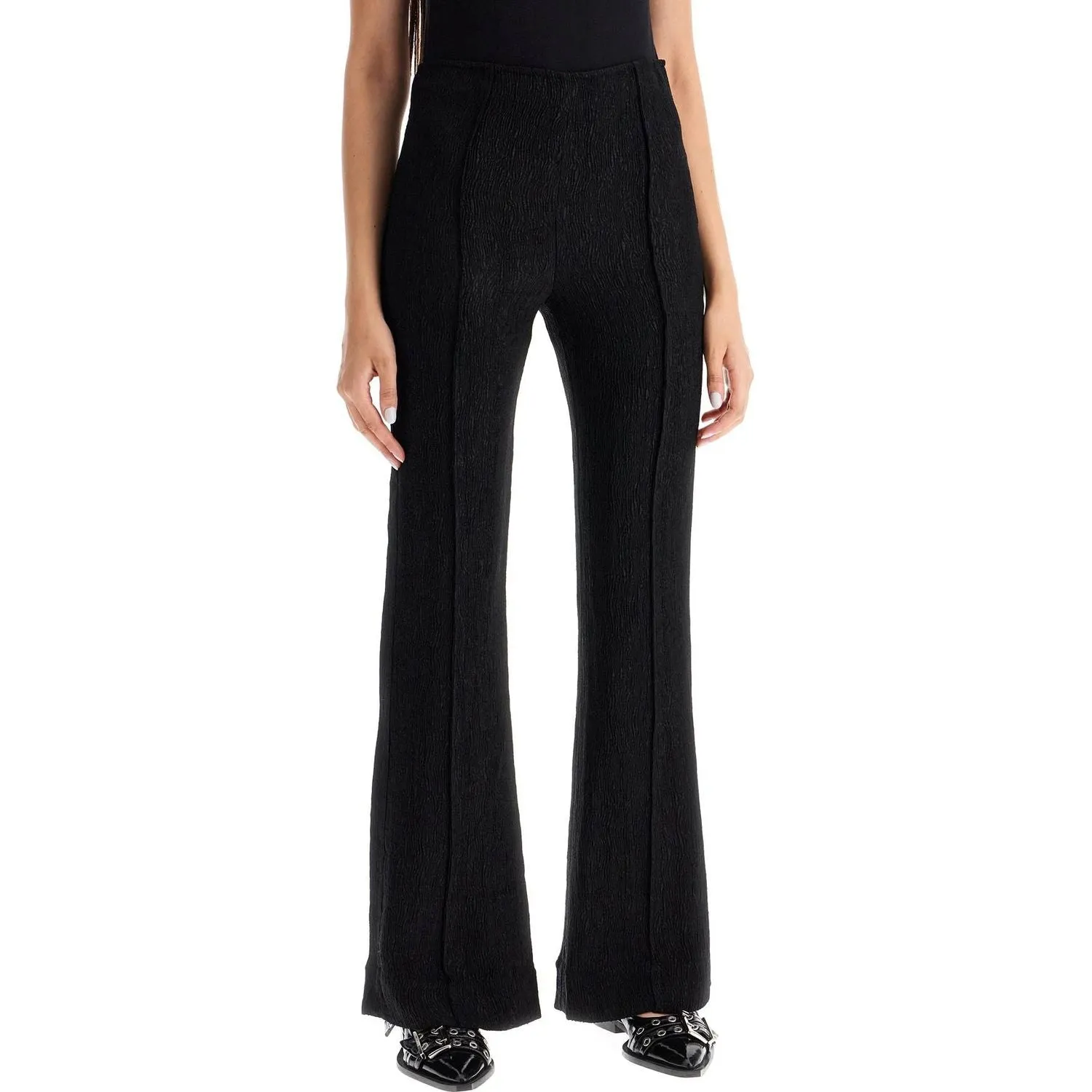 Ganni flared viscose trousers for women