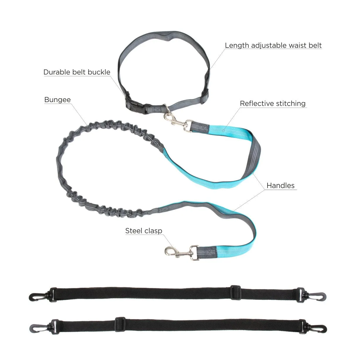 Hands Free Blue Dog Leash 4.25 ft