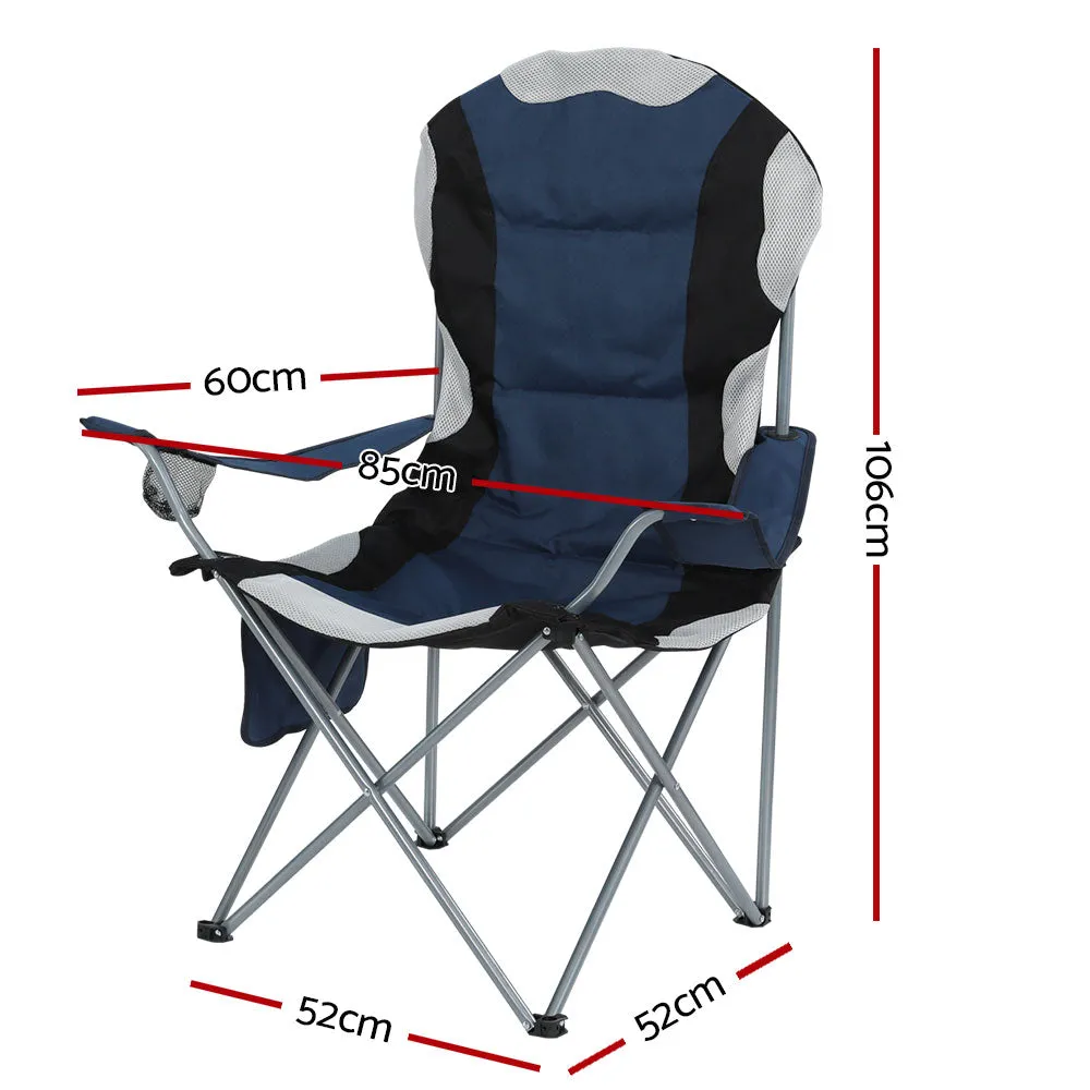 Heavy-Duty Folding Camping Chairs, 100kg Cap, 600D Oxford, 2pcs Weisshorn