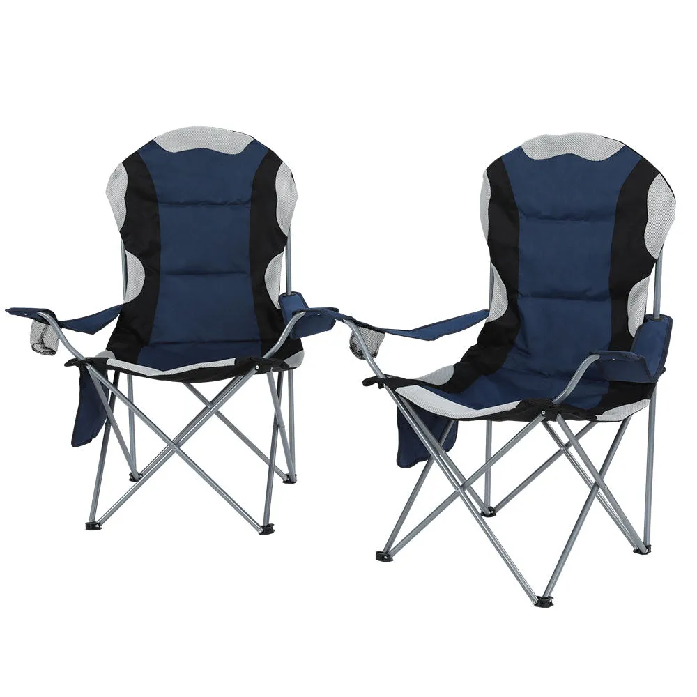 Heavy-Duty Folding Camping Chairs, 100kg Cap, 600D Oxford, 2pcs Weisshorn