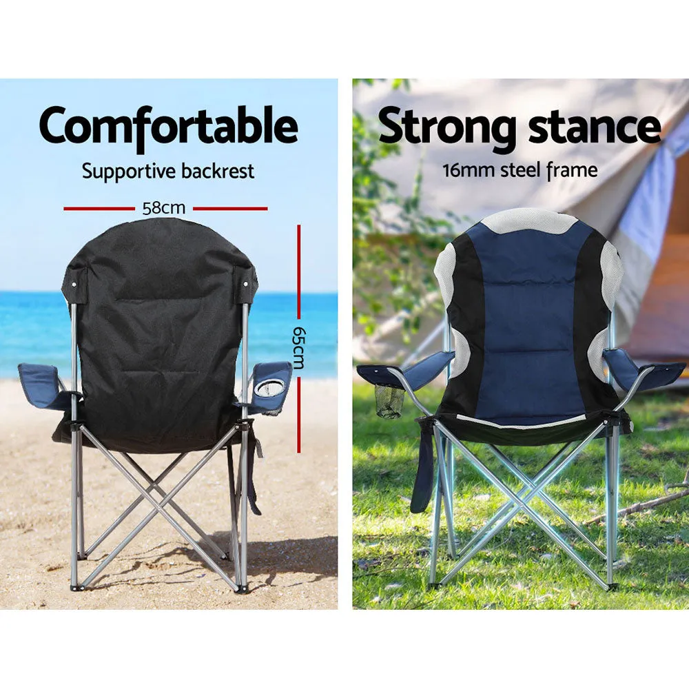 Heavy-Duty Folding Camping Chairs, 100kg Cap, 600D Oxford, 2pcs Weisshorn