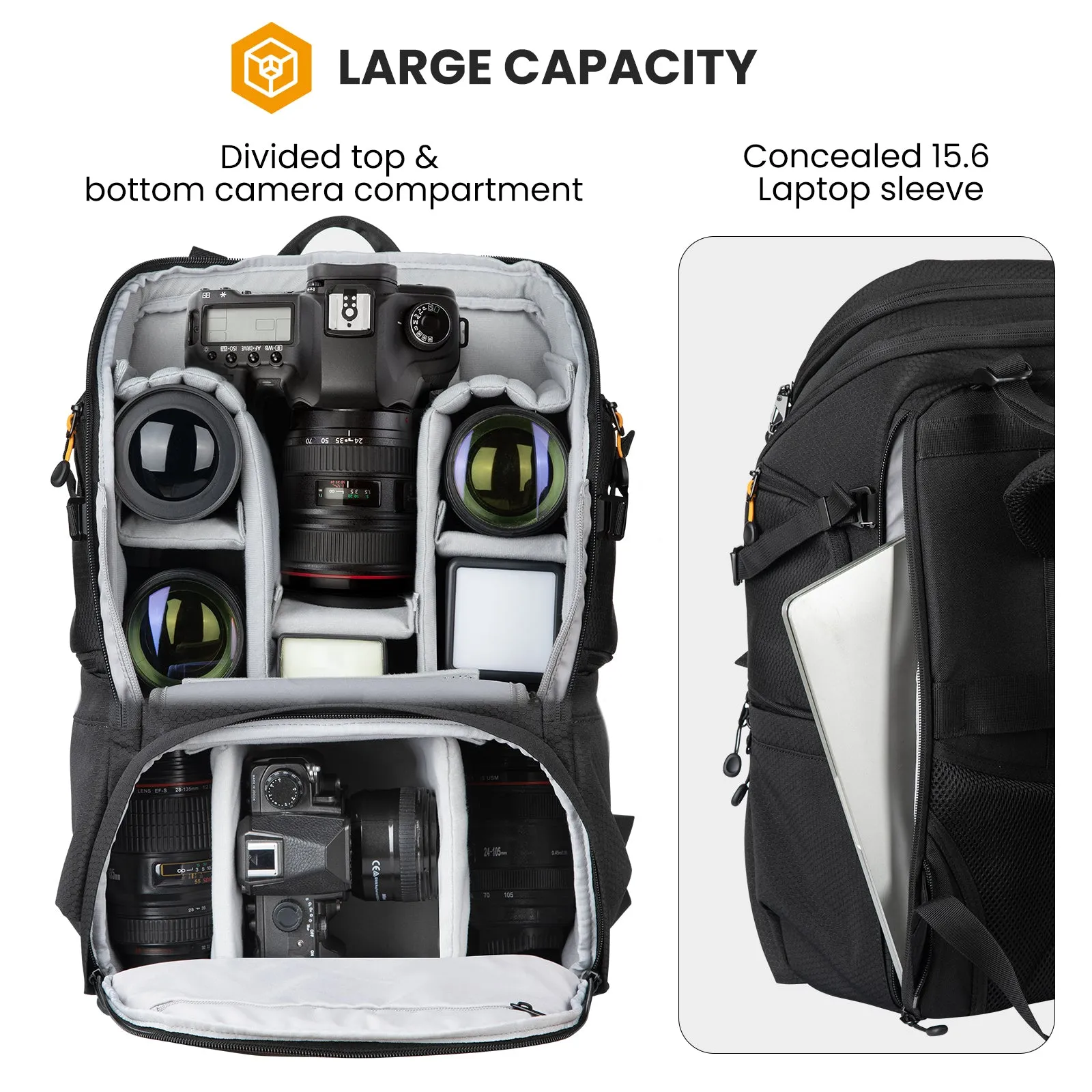 HX-XL 2 in 1 Camera Backpack Large Capacity