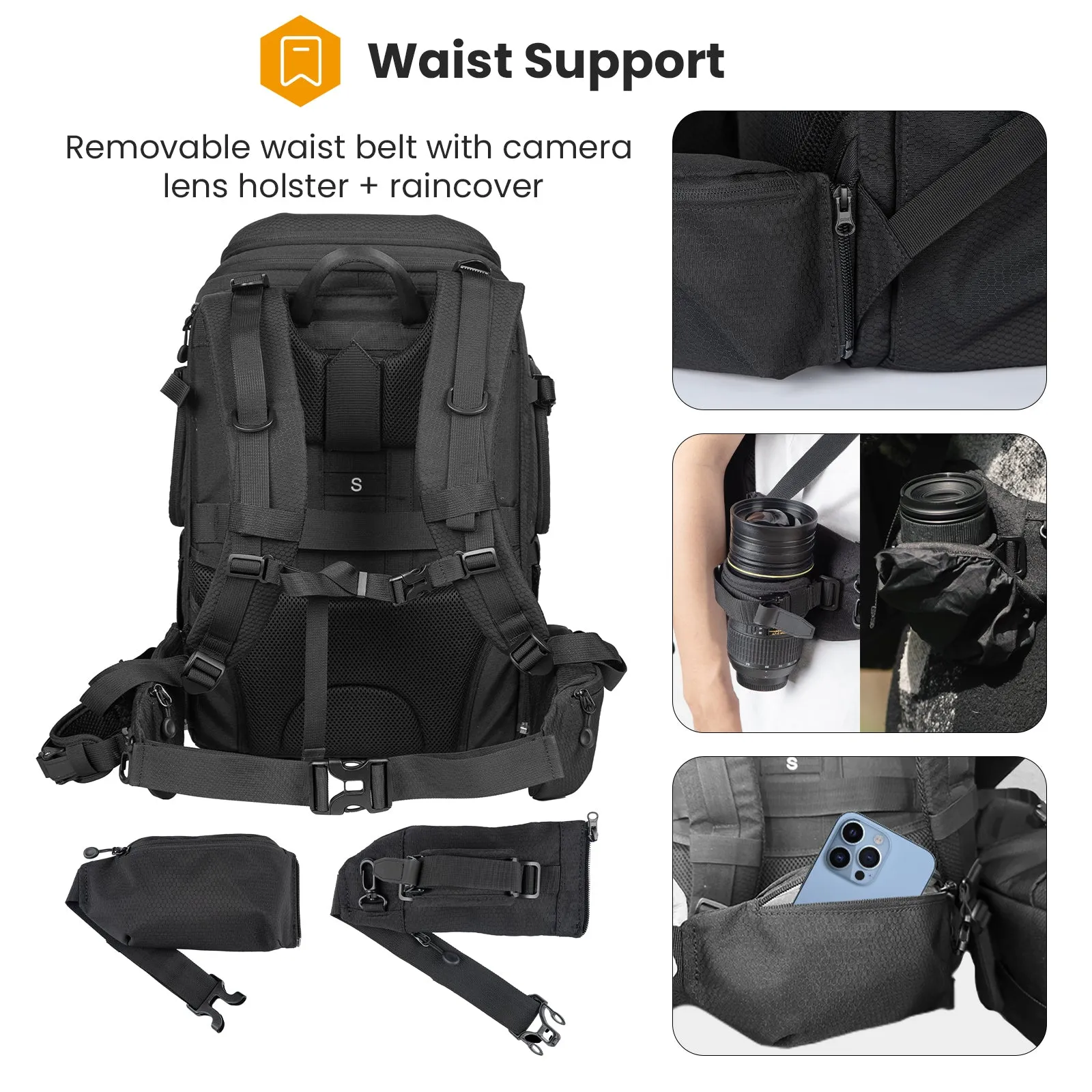 HX-XL 2 in 1 Camera Backpack Large Capacity