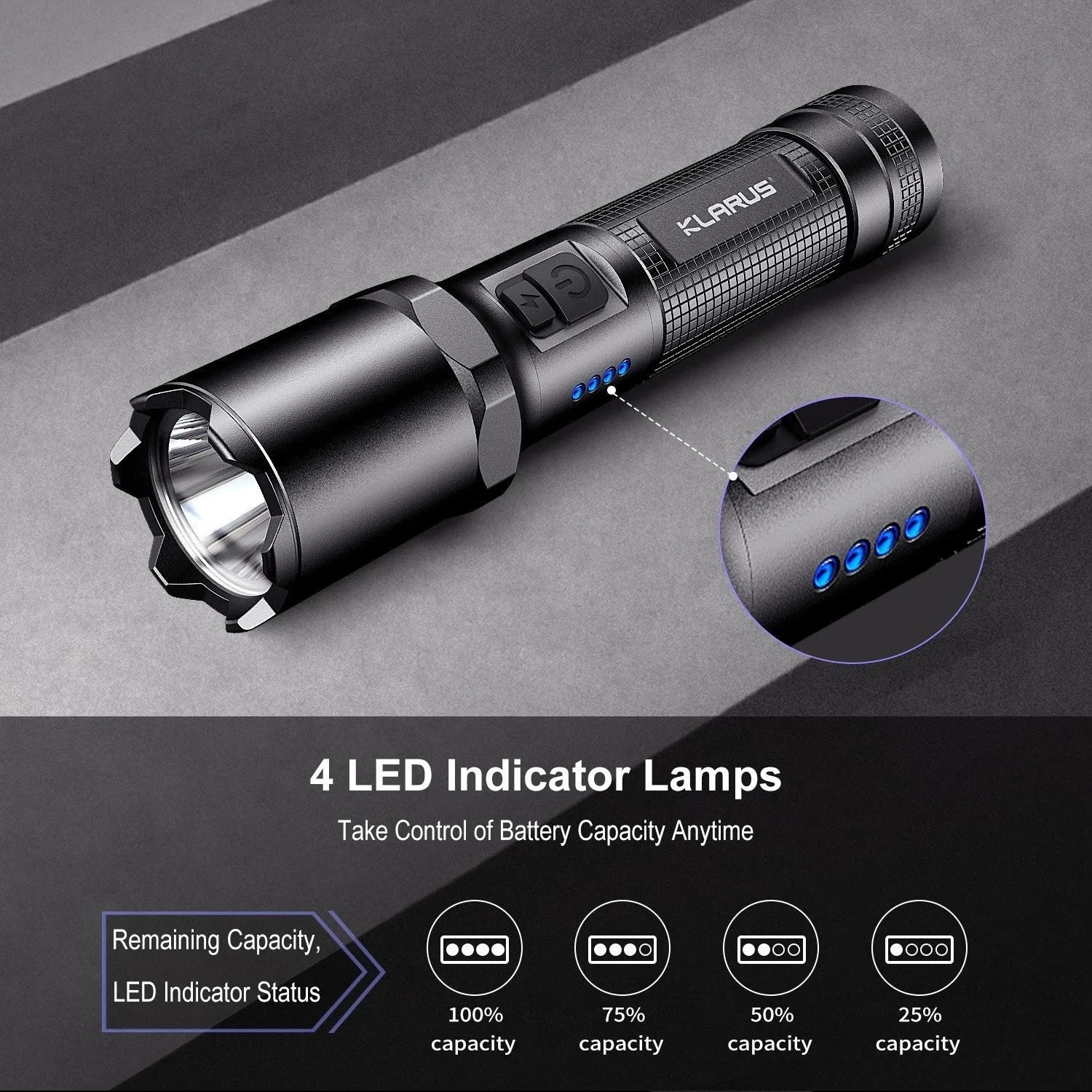 Klarus A1 USB C Rechargeable Tactical Flashlight, 1100 Lumens LED Handheld Light