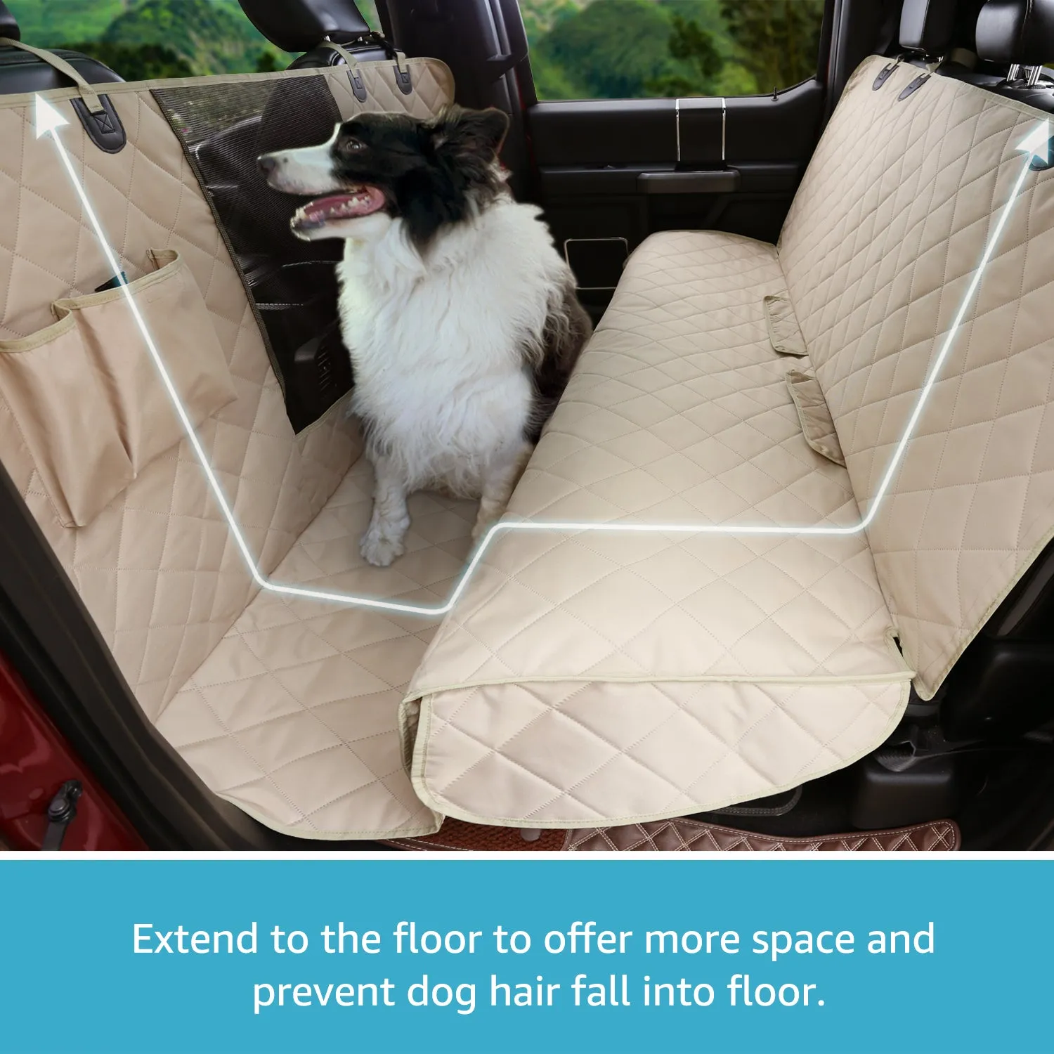 Lassie Floor Dog Hammock for F150 F250 F350 Crew Cab, Waterproof Dog Seat Covers for Trucks, XXL Dog Hammock for Car Full Truck Protection for Large SUV & Trucks