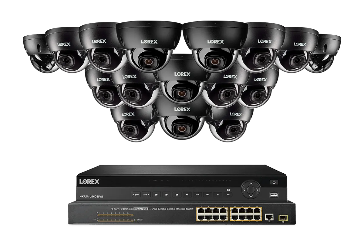 Lorex Elite Series 4K 32 Camera Capable 8TB Wired NVR System with 8MP (4K) A10 IP Dome Cameras