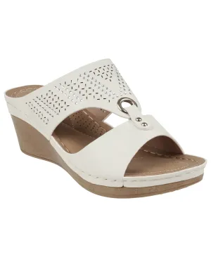 Marbella White Wedge Sandals