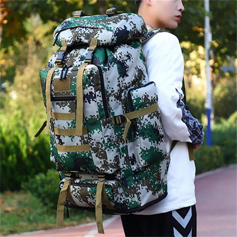 Men's Outdoor Camping Longer Large-capacity Military Camouflage Hiking Mountaineering Backpack