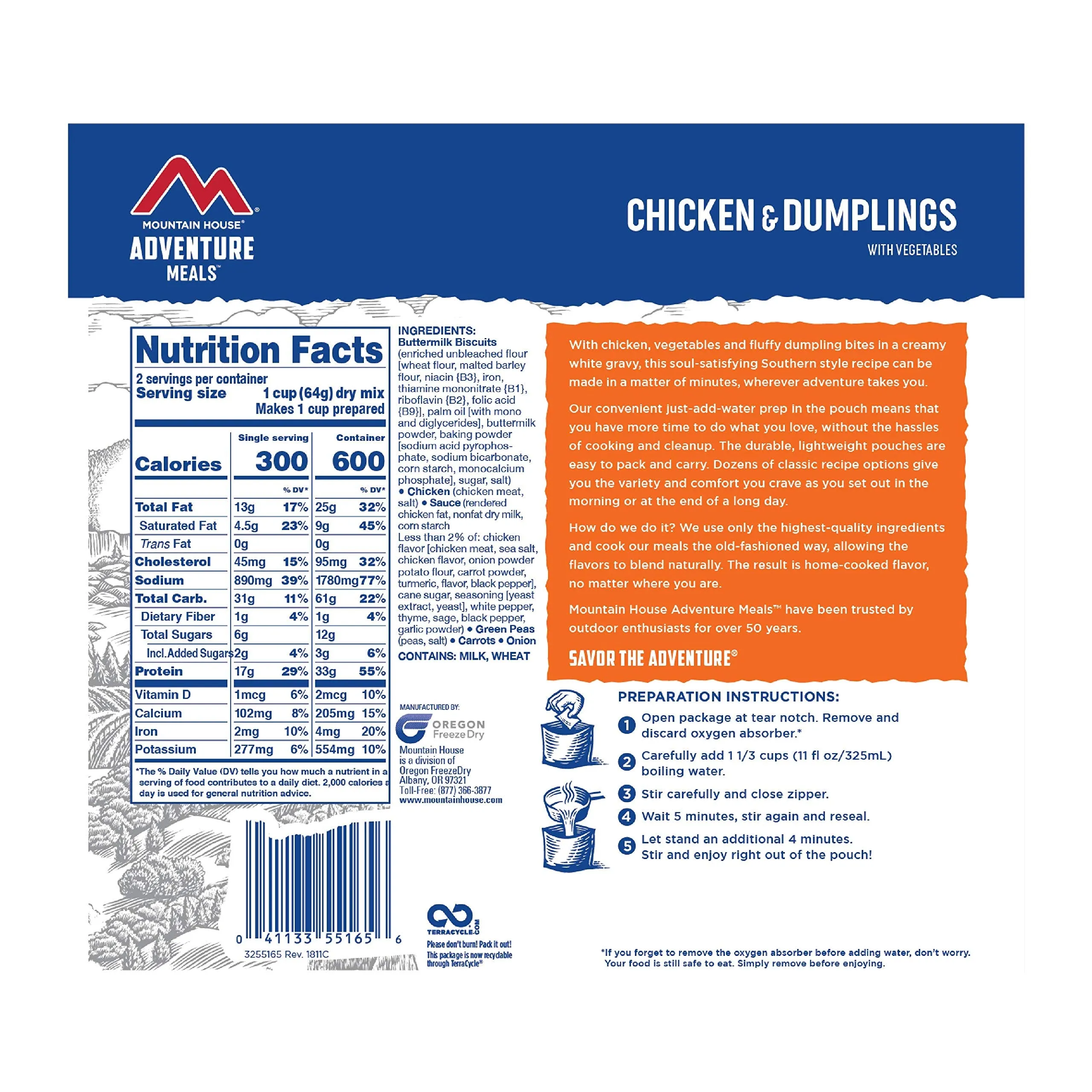 Mountain House - Chicken and Dumplings Pouch - 2 Servings