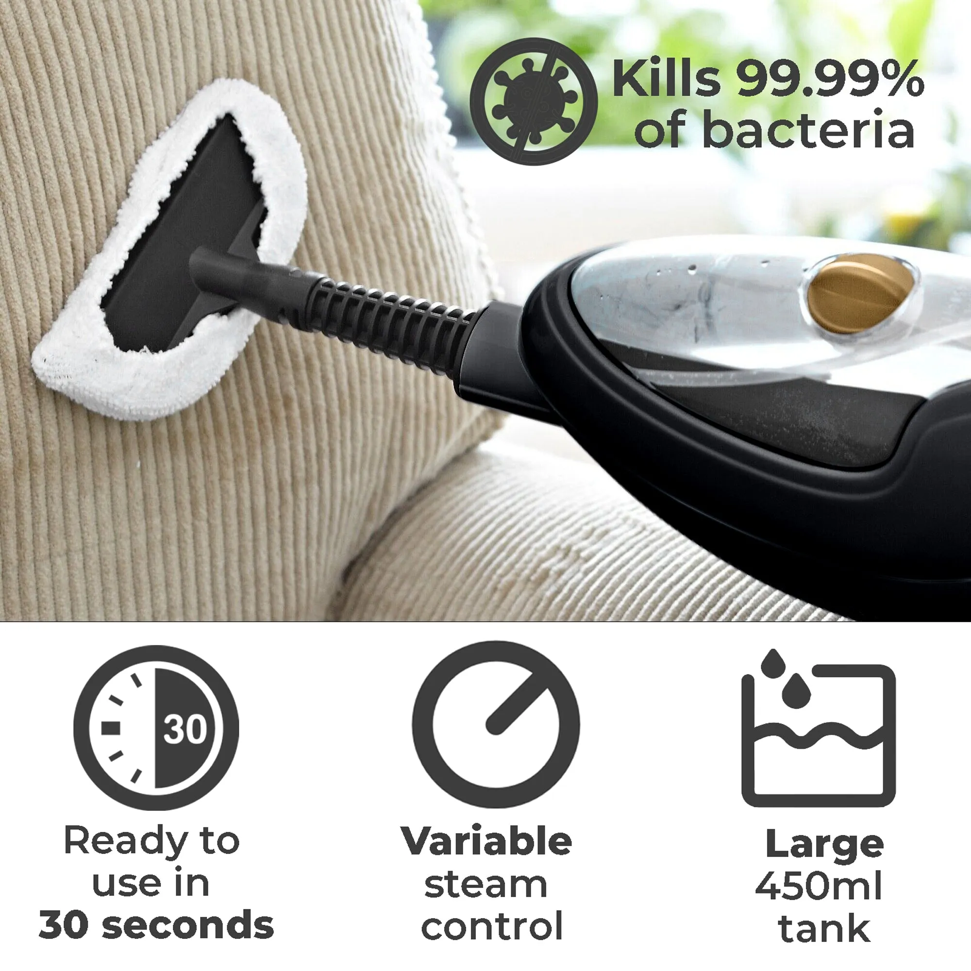 Neo Black &amp; Copper 10 in 1 1500W Hot Steam Mop Cleaner and Hand Steamer