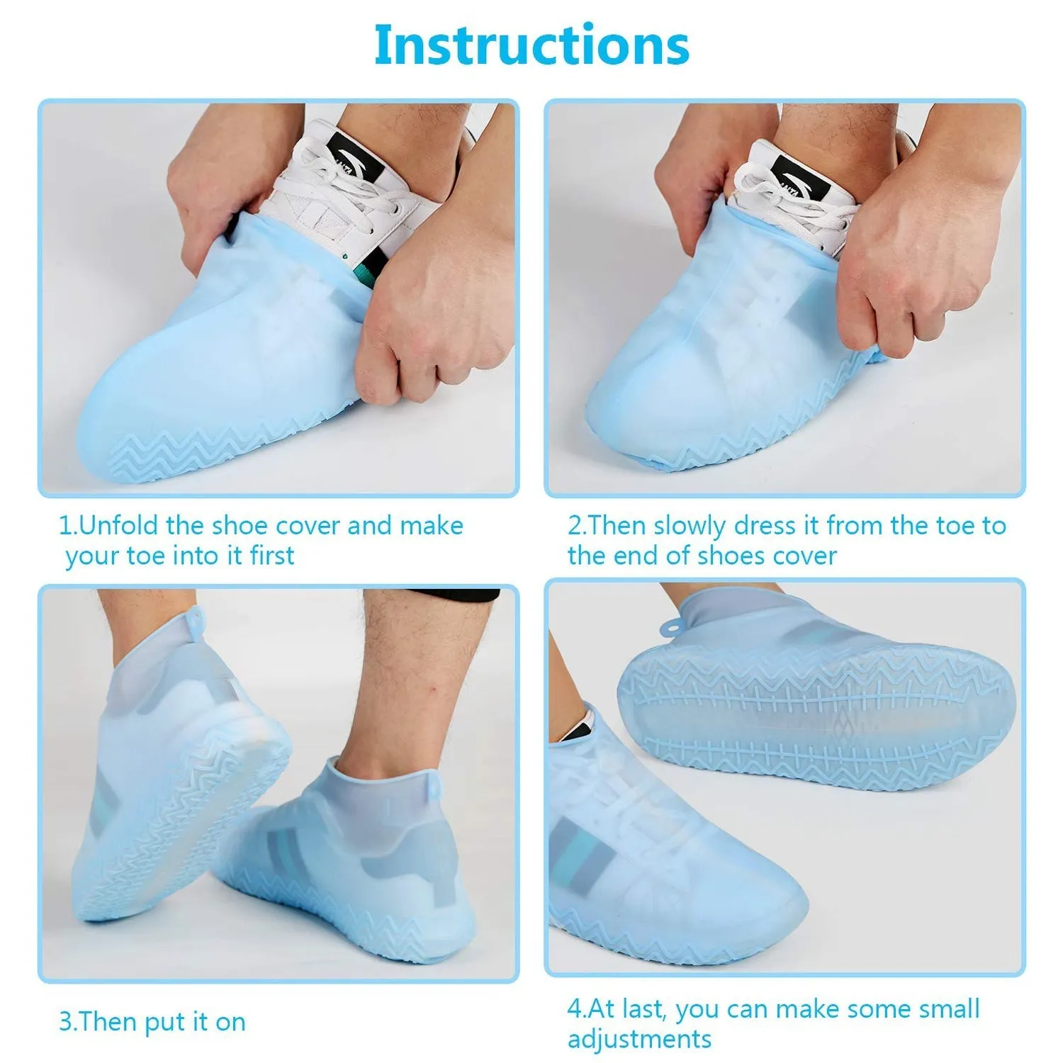 Non-Slip Silicone Rain Reusable Anti skid Waterproof Fordable Boot Shoe Cover (Mix Color)