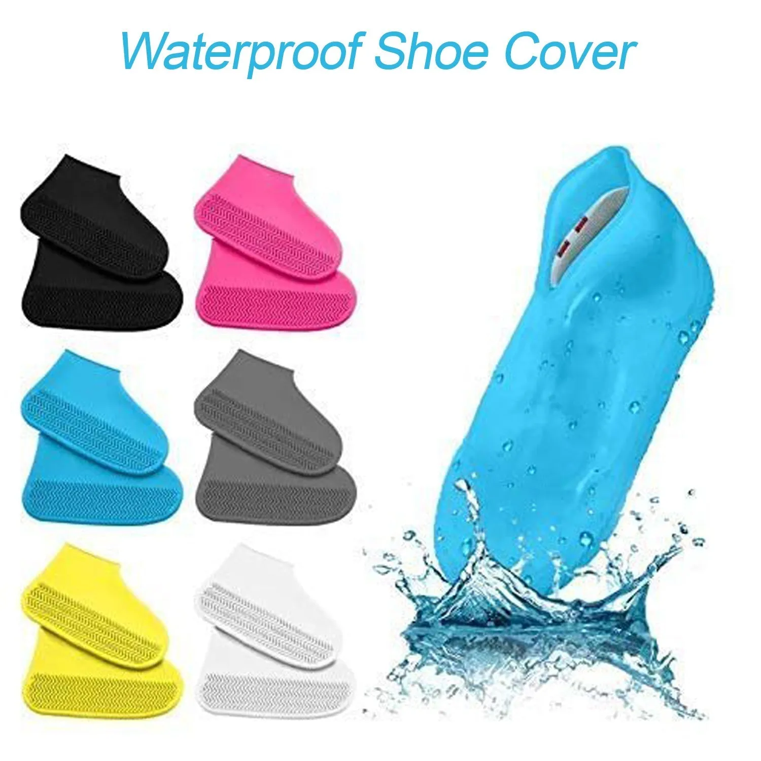 Non-Slip Silicone Rain Reusable Anti skid Waterproof Fordable Boot Shoe Cover (Mix Color)