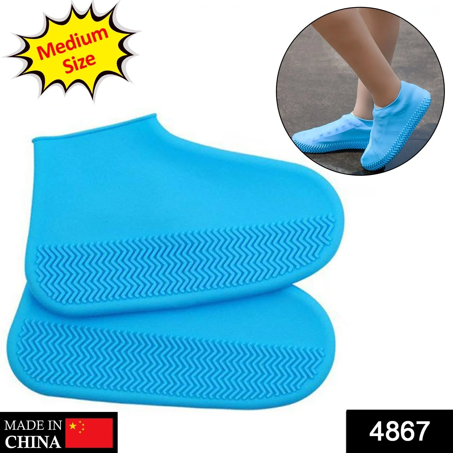 Non-Slip Silicone Rain Reusable Anti skid Waterproof Fordable Boot Shoe Cover (Mix Color)