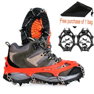 Outdoor Manganese Steel 8-Tooth Crampons Mountaineering Shoes Snow Anti-Slip Shoe Covers Ice Climbing Hiking Eight-Tooth Anti-Slip Chain Shoe Spikes Snow Claws