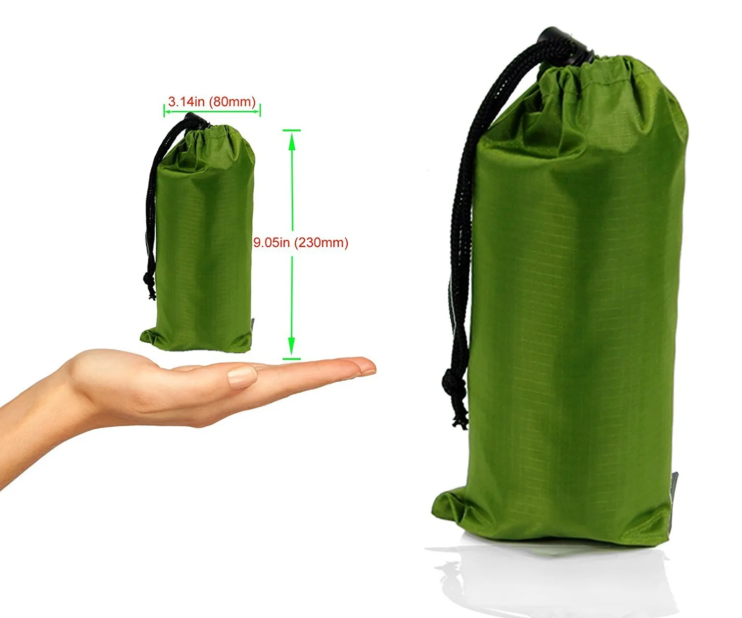 Picnic Pocket Blanket, Lightweight Waterproof Beach Blanket for Outdoor Camping, Travel, Hiking (Green)