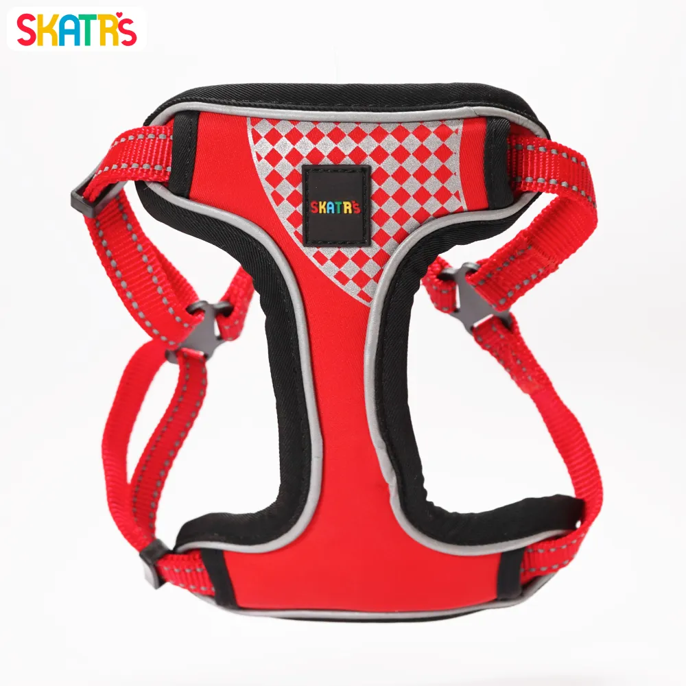 Skatrs Adventure in Style & Comfort Fiery Padded Harness for Dogs (Red)