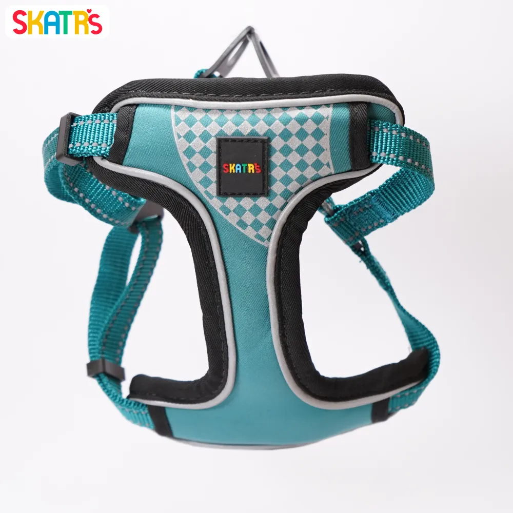 Skatrs Adventure in Style & Comfort Ocean Wave Padded Harness for Dogs (Blue)