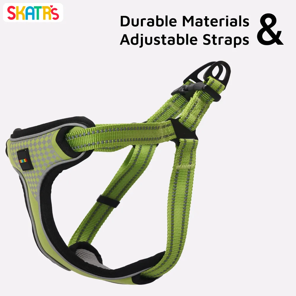 Skatrs Adventure in Style & Comfort Tropical Padded Harness for Dogs (Green)