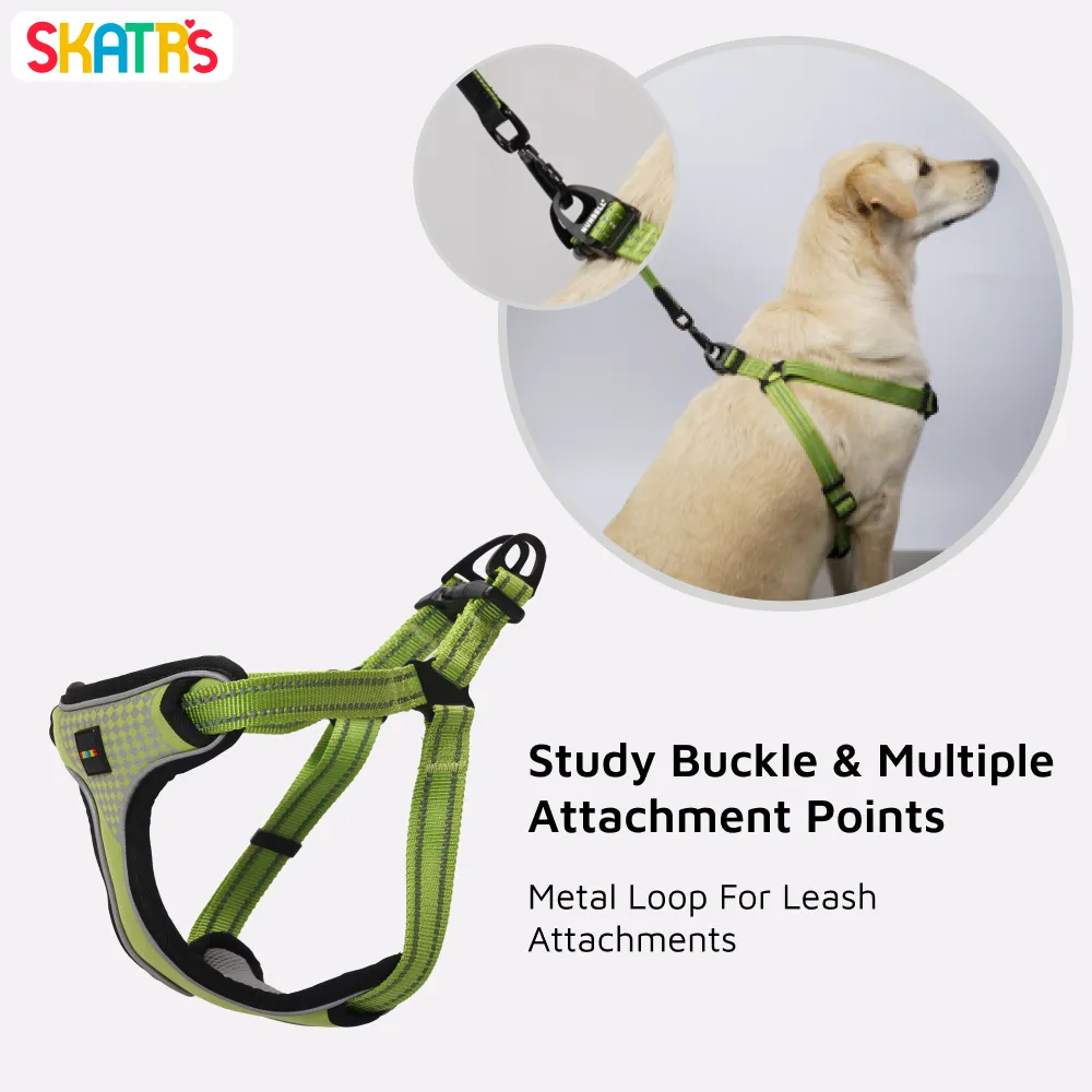 Skatrs Adventure in Style & Comfort Tropical Padded Harness for Dogs (Green)