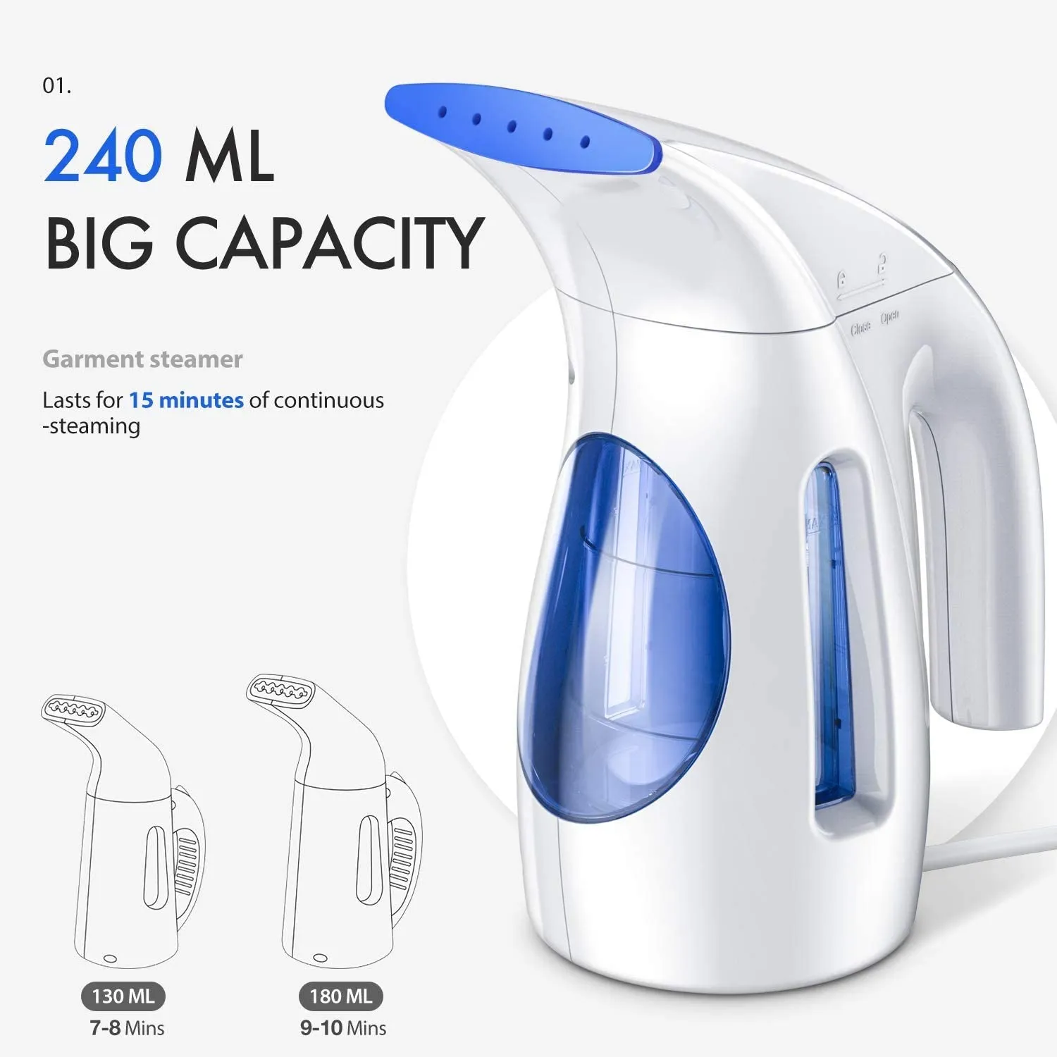 Steamer for Clothes Steamer, Handheld Garment Steamer Clothing Iron 240ml