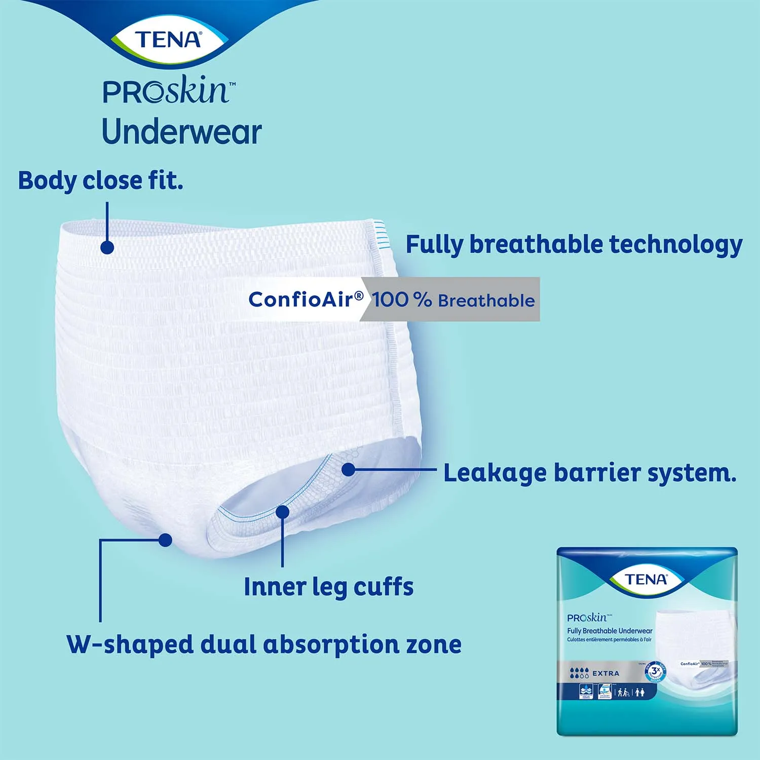 TENA ProSkin Extra Protective Incontinence Underwear 68"- 80", Moderate Absorbency, Unisex, 2X-Large