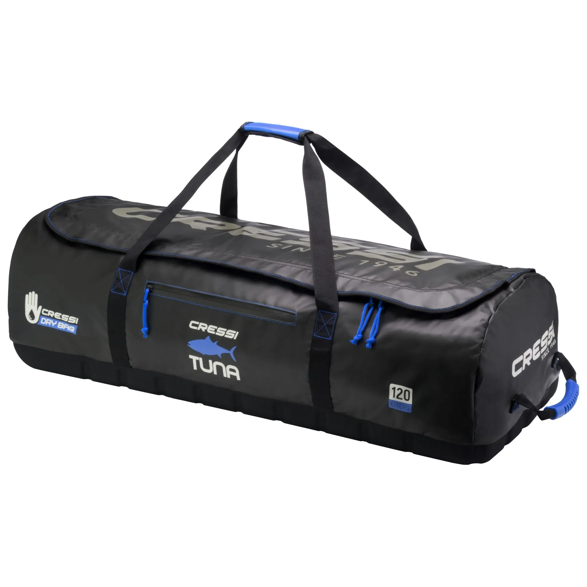 Used Cressi Tuna Dry Wheeled Bag - Black/Blue