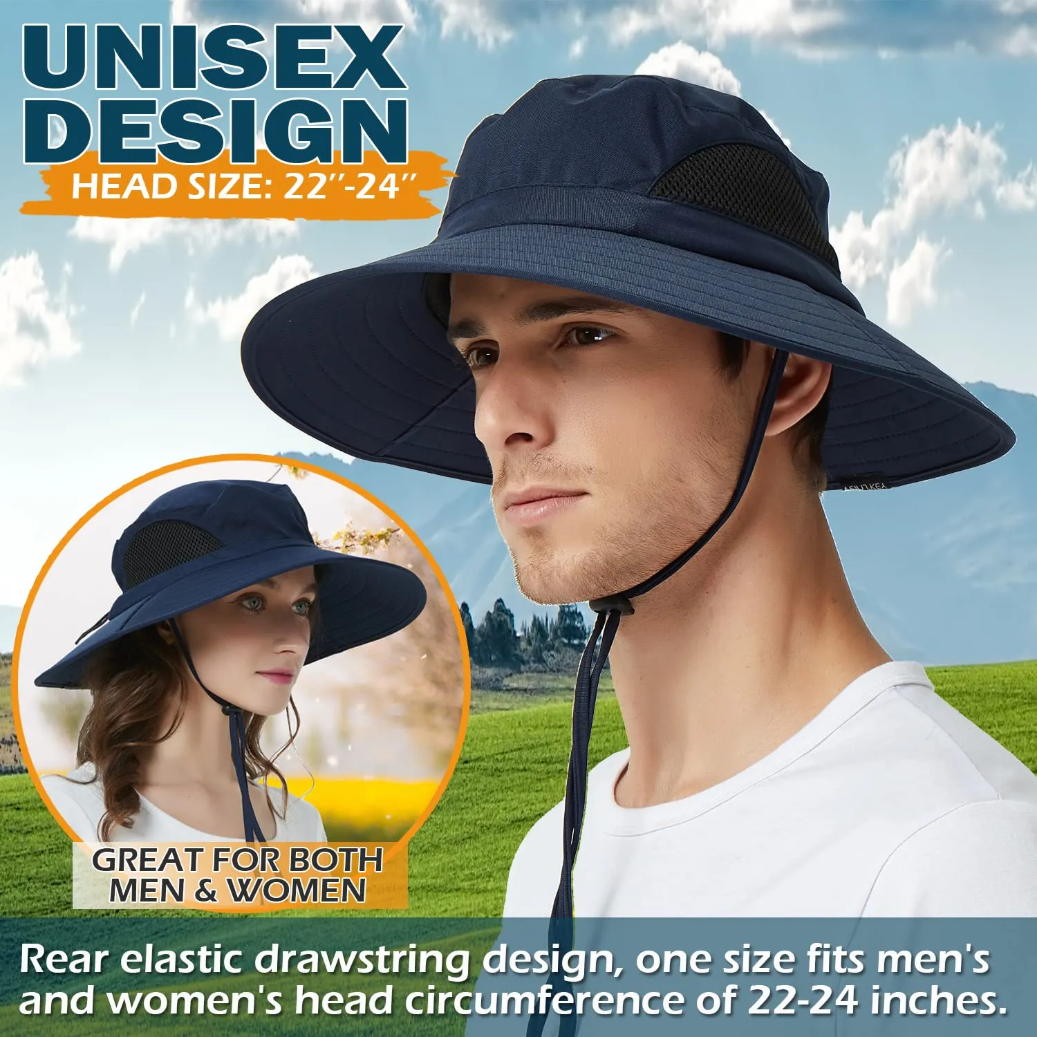 Waterproof Wide Brim Bucket Hat Foldable Sun Hat