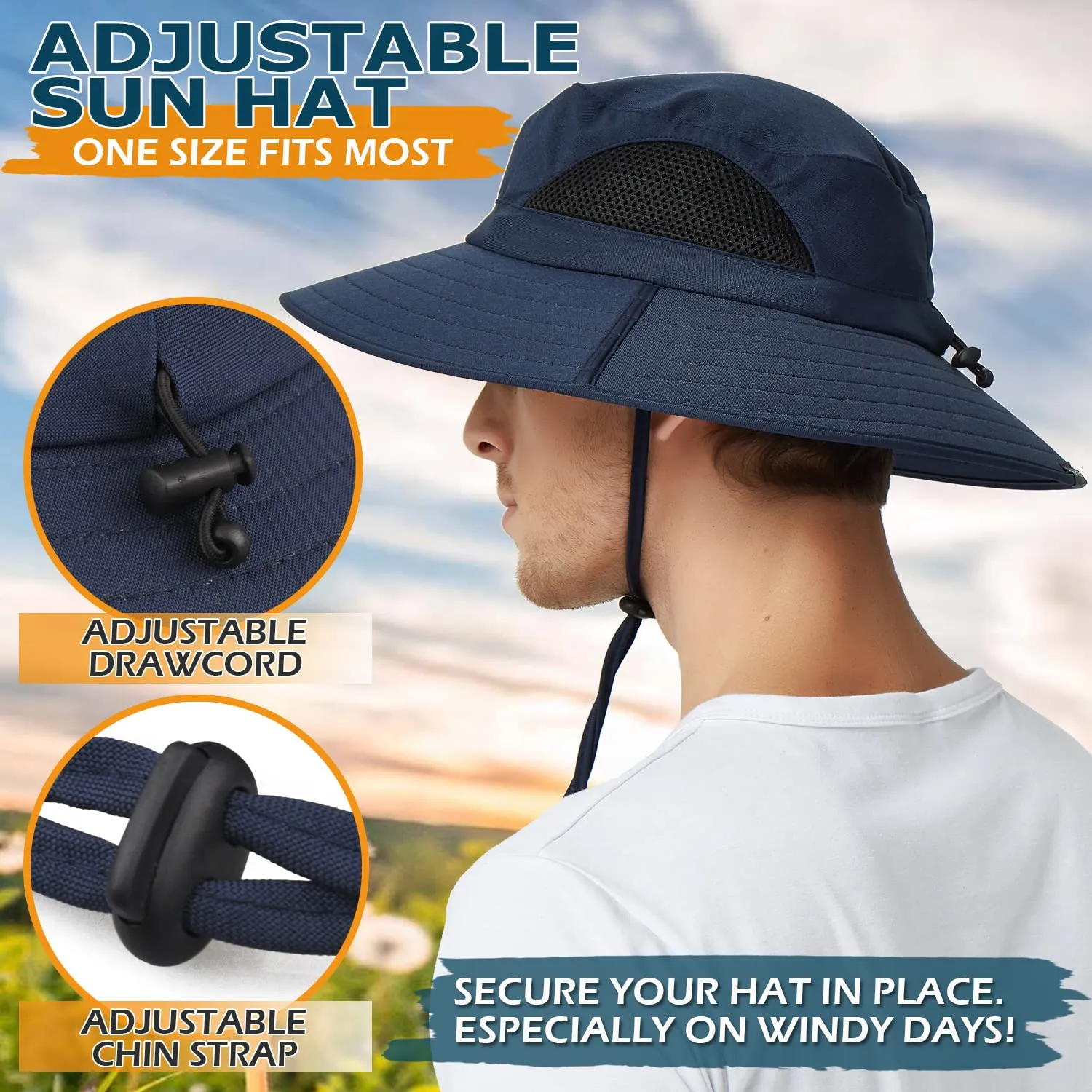 Waterproof Wide Brim Bucket Hat Foldable Sun Hat