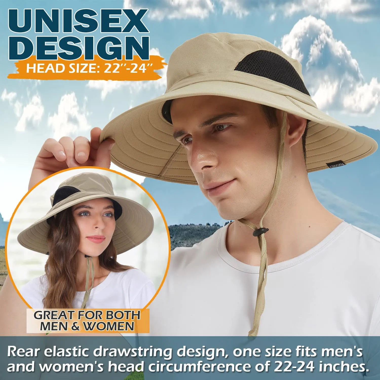 Waterproof Wide Brim Bucket Hat Foldable Sun Hat